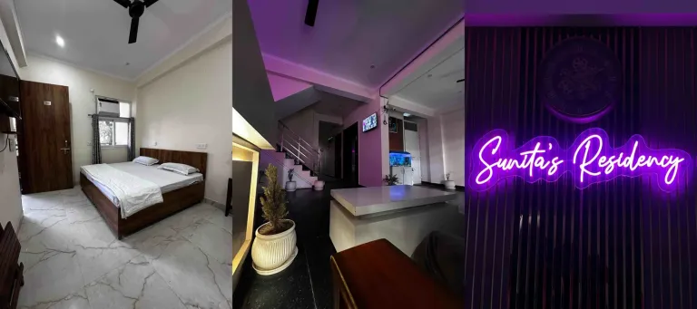 Premium hostel in Gurugram with modern interior and stylish lighting
